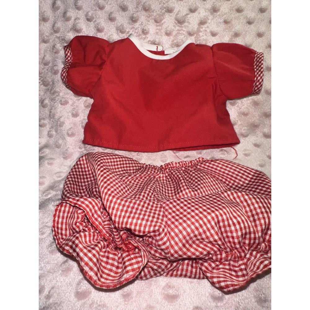 Vintage Cabbage Patch Kids Red & White Top and Gingham Bloomers CPK Doll Clothes